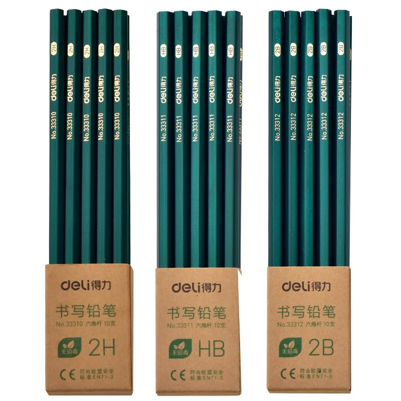 

10Pcs Wood Pencil HB 2B Black Hexagonal Standard Pencil Sketch Pen Cute Stationery Office Eco-friendly School Supplies