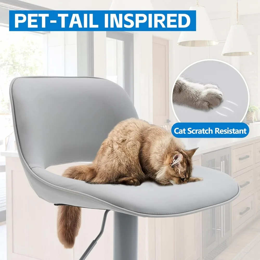 زوج من مقاعد البار القابلة للتعديل باللون الرمادي مع مقعد من الجلد الصناعي لارتفاع العداد