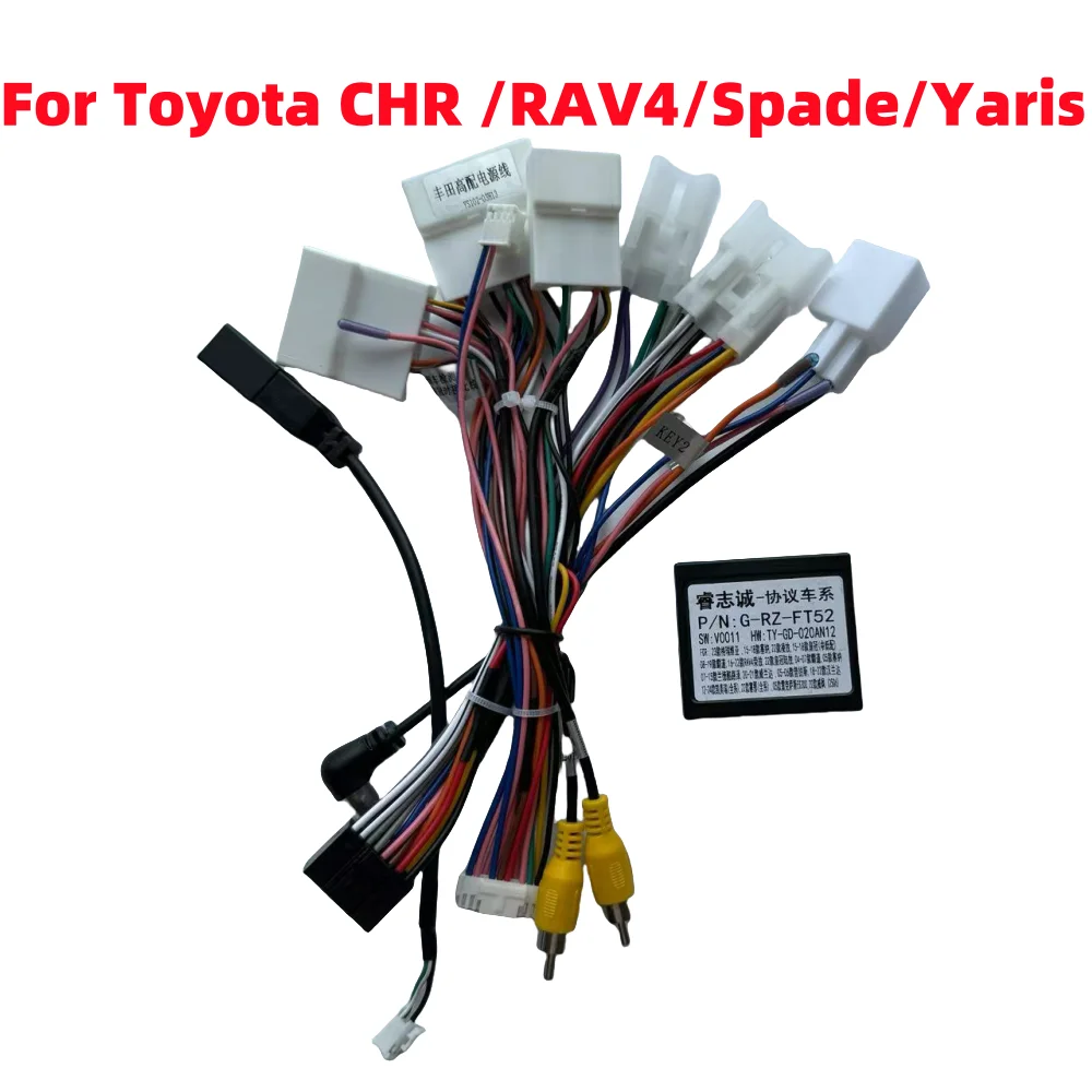 Canbus Box RZ-FT52 For Toyota Corolla/Camry/CHR /RAV4/Spade/Yaris/Prius With Wiring Harness Power Cable Android 2 Din Car Radio