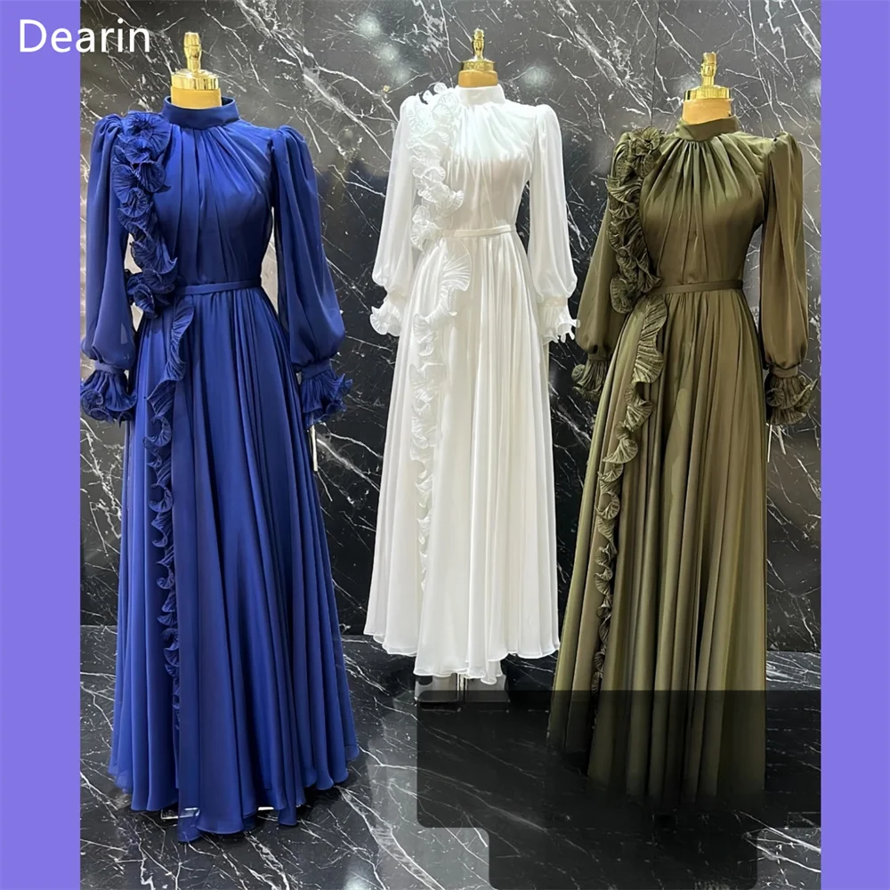 Customized Saudi Arabia Dearin High Collar A-line Floor Length Skirts Contoured Applique Bespoke Occasion Dresses Formal Gown Pr