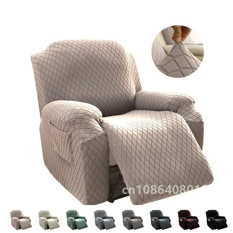 Plaid Jacquard Recliner Chair Cover Stretch Single Sofa Cover Thicken Armchair Slipcovers Relax Lazy Boy Chair Covers 4Pcs Split