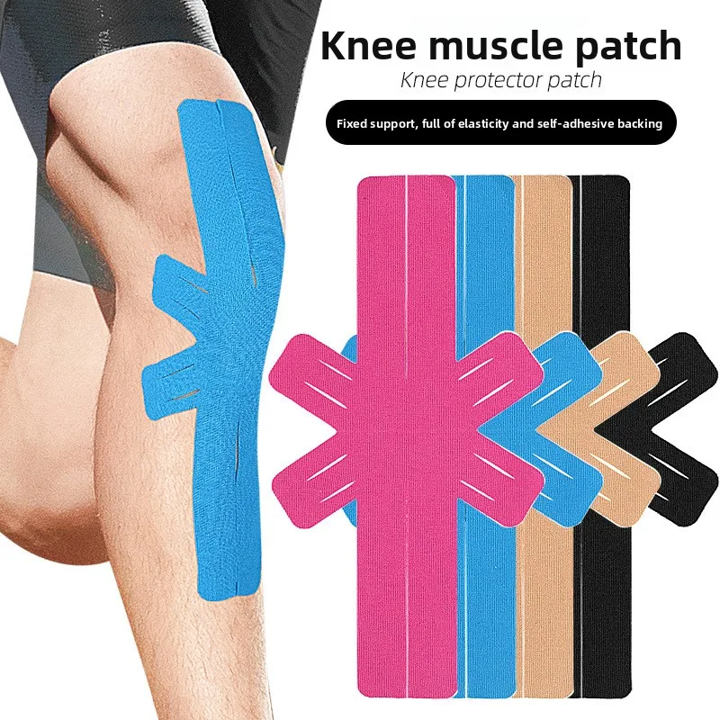 Pre Cut Combined Knee Pads Sports Anti Wear Elastic Fixed Support Sports Bandage Intramuscular Patch for Running Fitness