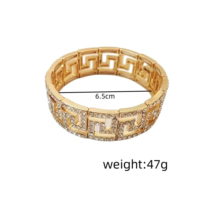 New Fashion Stainless Steel Cubic Zircon Wide Opening Bangles for Women Couple Bangles Hand Jewelry