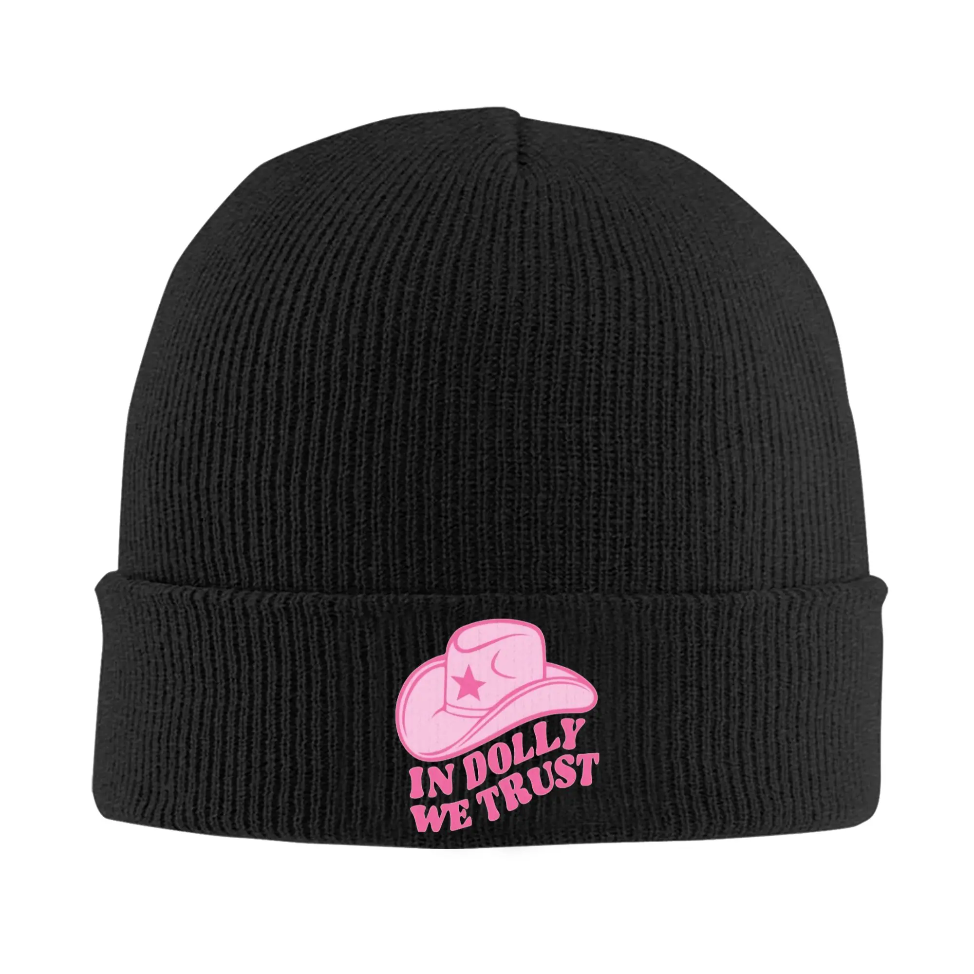 In D-Dollys We Trust Knitted Caps Women's Men's Beanie Winter Hats Acrylic Dolly Parton  Casual Caps