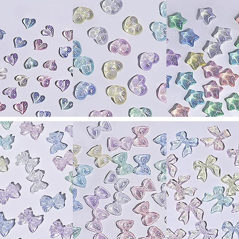 30 قطعة السماء المرصعة بالنجوم الحب مسمار الملحقات أورورا القوس ستار شقة القاع الراتنج الماس الجليد اختراق مسمار الملحقات