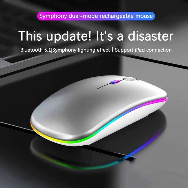 1600DPI 2,4 Ghz Drahtlose Maus Ergonomische Stille Maus Wiederaufladbare RGB Hintergrundbeleuchtung Mäuse USB Empfänger Für Laptop PC Tablet Stumm