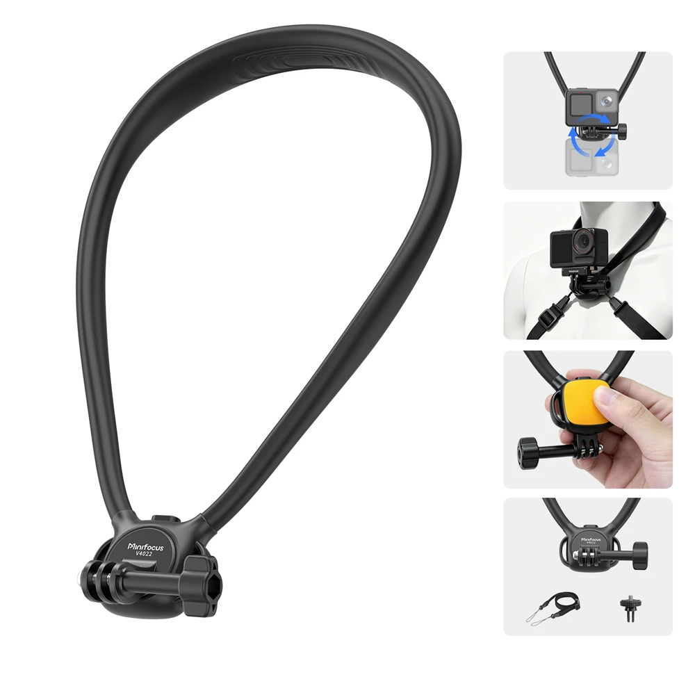 Minifocus Kamera-Halsgurt SE 3.0 mit Luftkissen, verstellbarer POV-Vlogging-Brustgurt für GoPro Insta360 DJI Action Pocket 3 4