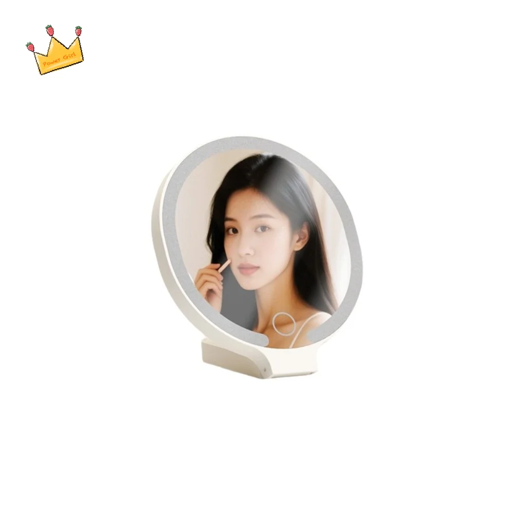 

3 Color Dimmable Lights LED Makeup Mirror Touch Screen Adjustable Cosmetic Mirror with Fill Light Round Shape Compact Size