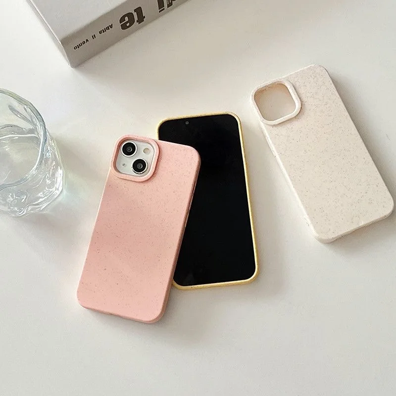 Gourde Simple Solid Color Biodegradable Wheat Straw Soft Silicone Phone Case For iPhone 15 16 Pro Max 14 13 12 11 XS Max XR 7 8P - Image 6