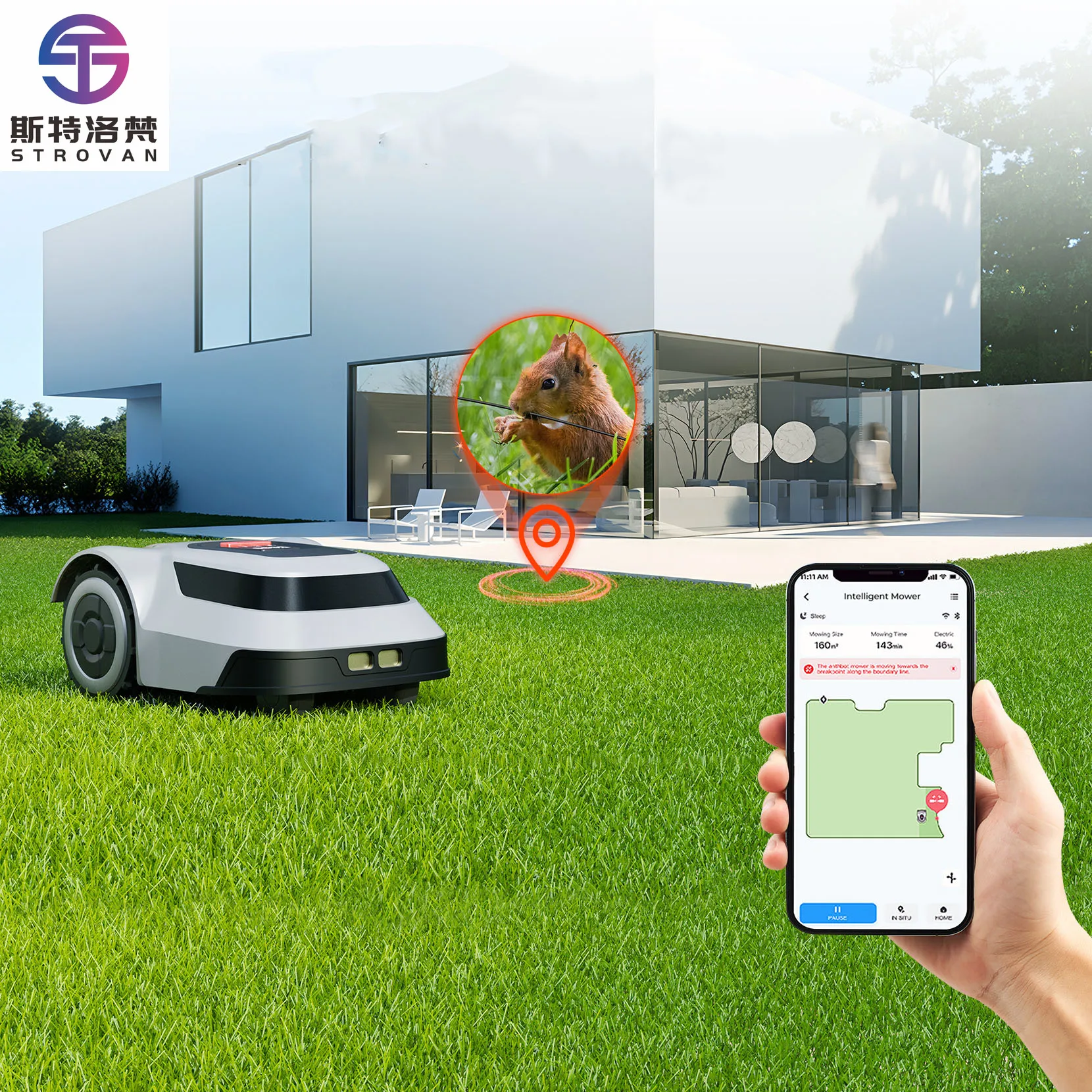 STLF WJW جزازة العشب الآلية ذاتية الدفع لتحديد المواقع والملاحة الذكية جزازة العشب الكهربائية التلقائية للحديقة/جزازة الفناء