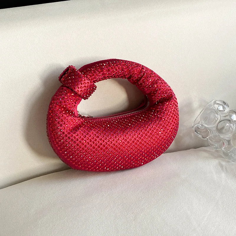 

PC Solid Color Zipper Diamonds Mini Evening Bags 2026 High Quality Party Bags Exquisite Niche Design Versatile Women's Handbags