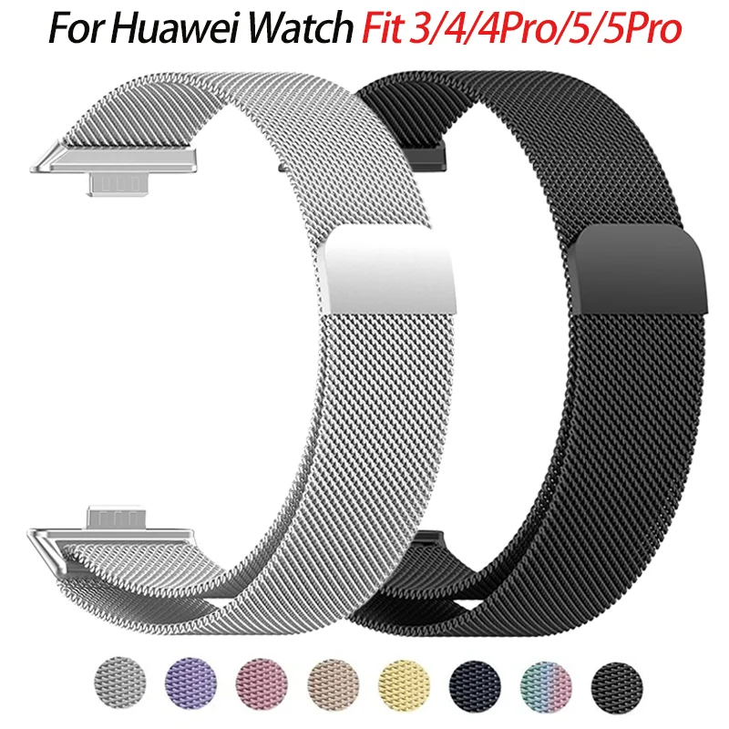 Milanese Loop Armband für Huawei Watch Fit 3/4/4Pro/5/5Pro Magnetisches Armband für Huawei Watch Fit 3 2 1 Edelstahlband