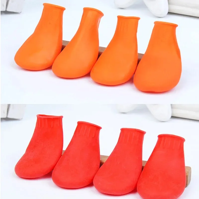 4Pcs Pet WaterProof Rainshoe Anti-slip Rubber Boot for Small Medium Large Dogs Cats Outdoor Shoe Dog Ankle Boots Dog Supplies