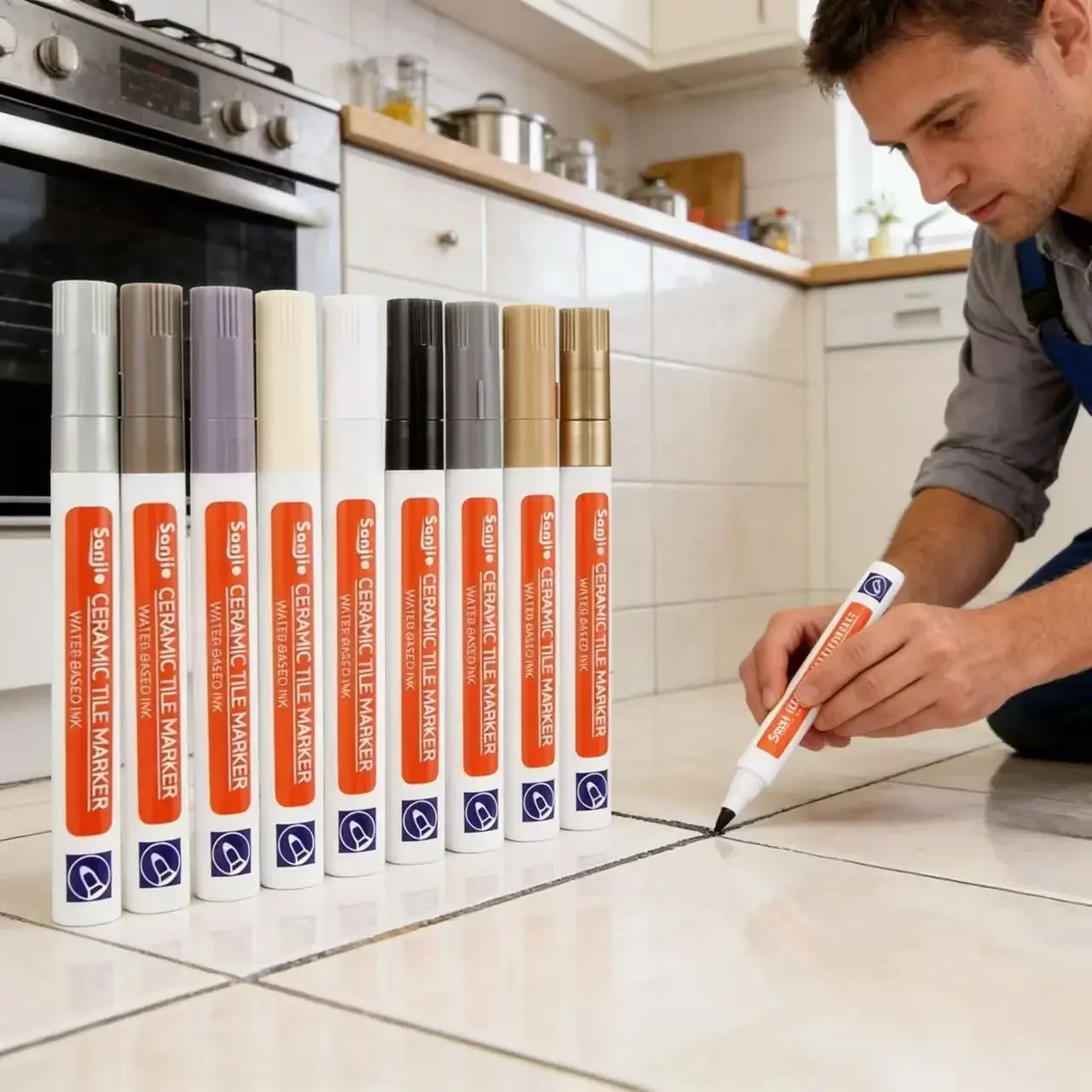 Waterproof White Marker Pen Wall Seam Repair Tiles Grout Markers Pens Floor Bathroom Decontamination Paint Brush Tools