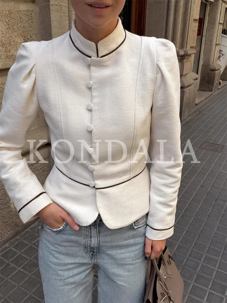 KONDALA Blazer Slim Tendance Style Urbain Femme Printemps Élégant Chic Décontracté Boutons Nouvelle Collection 2026