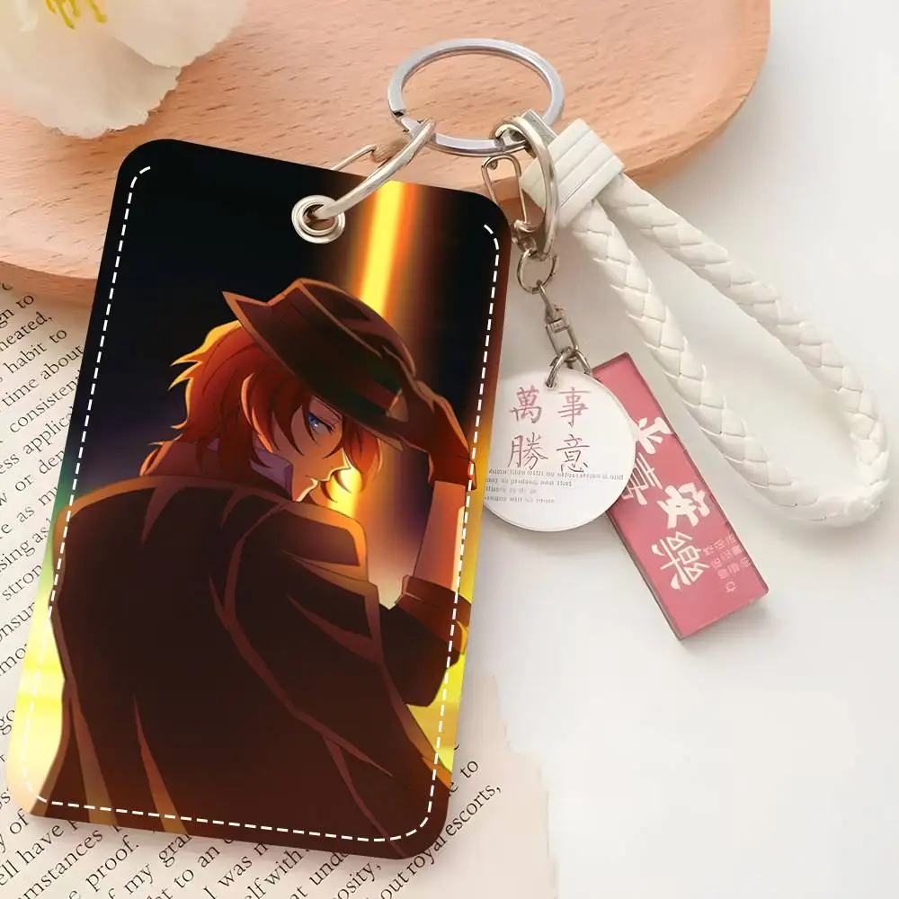 

1pc Bandai Bungo Stray Dogs Nakahara Chuya Hanging Card Case Keychain Access Card Bag Key Tag Ring Leather Card Holder