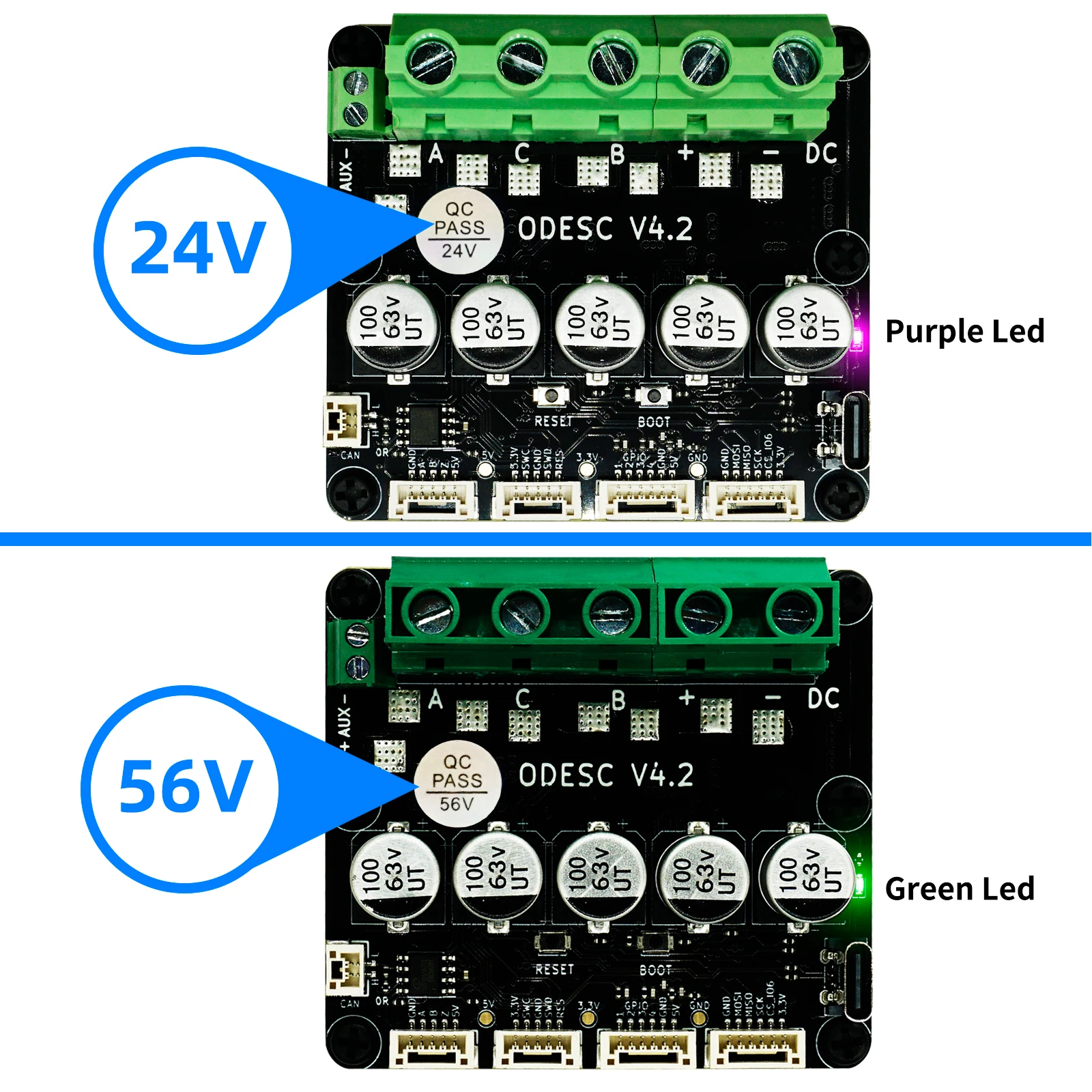 Controlador de servomotor sin escobillas ODESC V4.2 de un solo accionamiento, alta corriente, alta precisión, basado en la actualización de ODrive3.6.