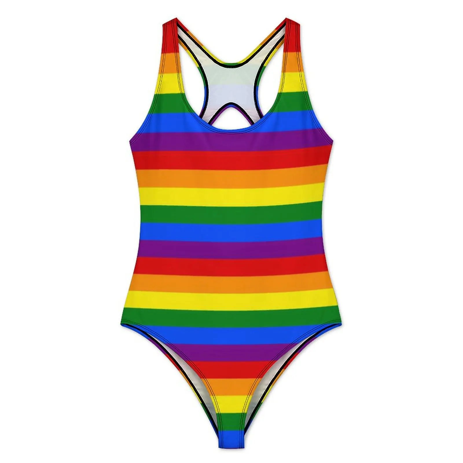 Colorful Rainbow Flag Swimsuit Gay Pride LGBT Modern Pattern One Piece Swimwear Push Up Vintage Monokini Sexy Beach Swimsuits