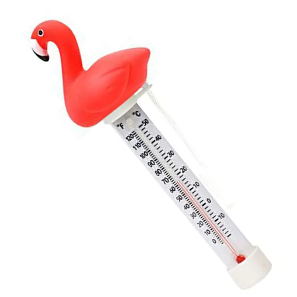 Pink Flamingo Floating Pool Thermometer With Rope Large Display Shatter Proof Water Temperature Gauge For Outdoor Indoor Spa