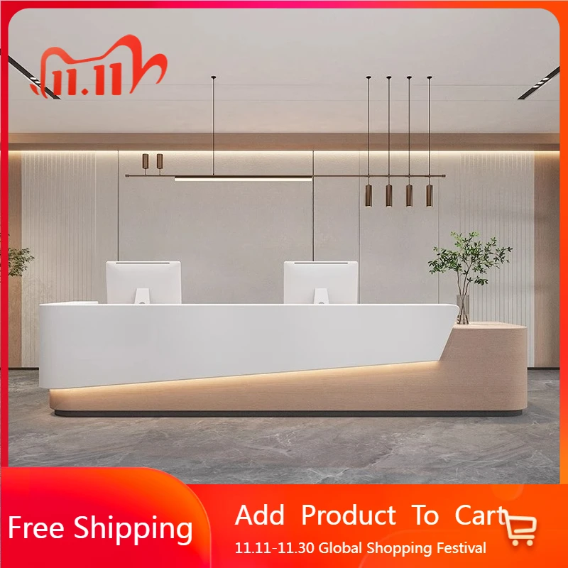 

Luxury Hotel Reception Desks Welcome Led Lights Display Corner Reception Desks Salon Company Mostrador Commercial Furniture