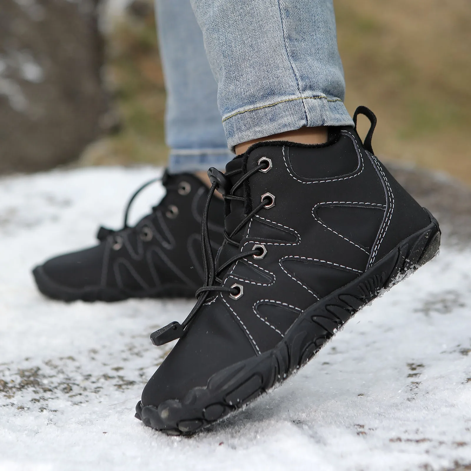 

New Barefoot Wide Toebox Shoes Boy Girl Winter Minimalist Sneakers Outdoor Anti-skid Snow Hiking Boots Athletic Shoes Wide Feet