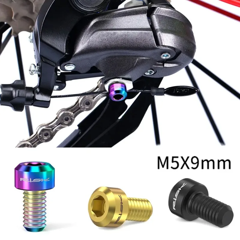 RISK Bicycle Front Rear Derailleur Cable Clamp Screw Titanium bicycle Screws M5x9mm MTB Road bike Derailleur Cable Fixing Bolt