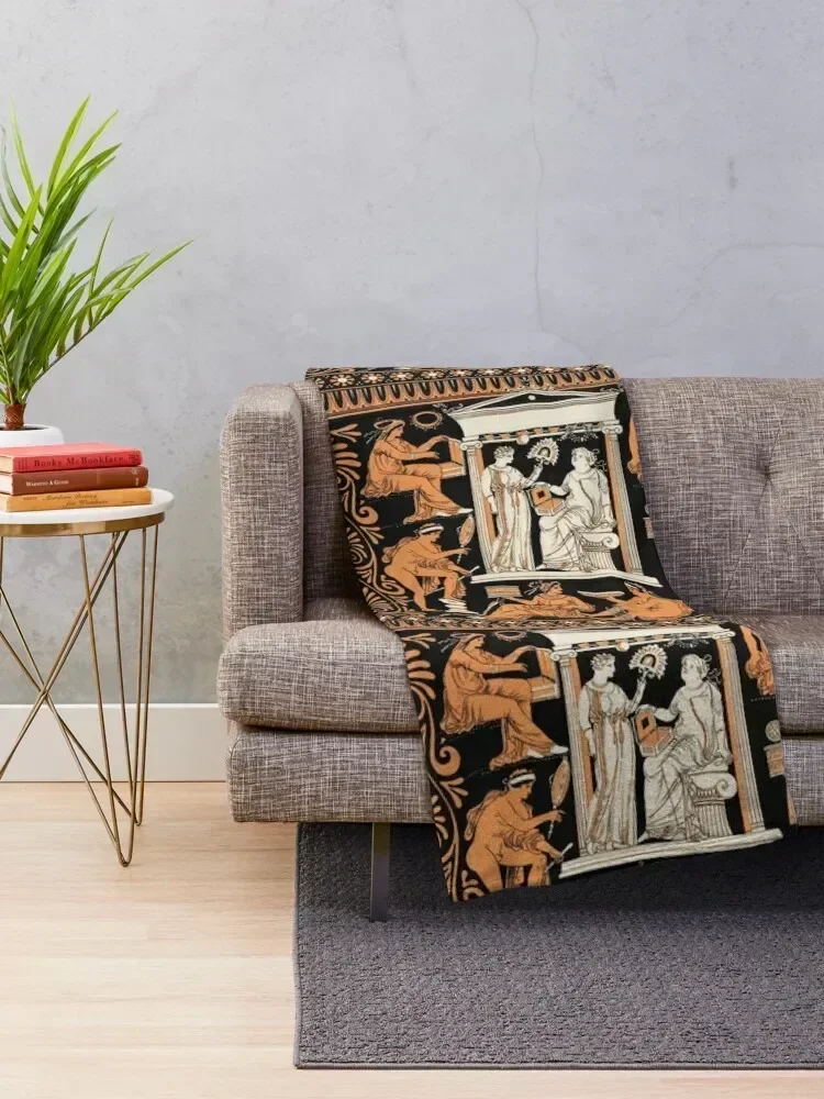 Greek vase print Throw Blanket