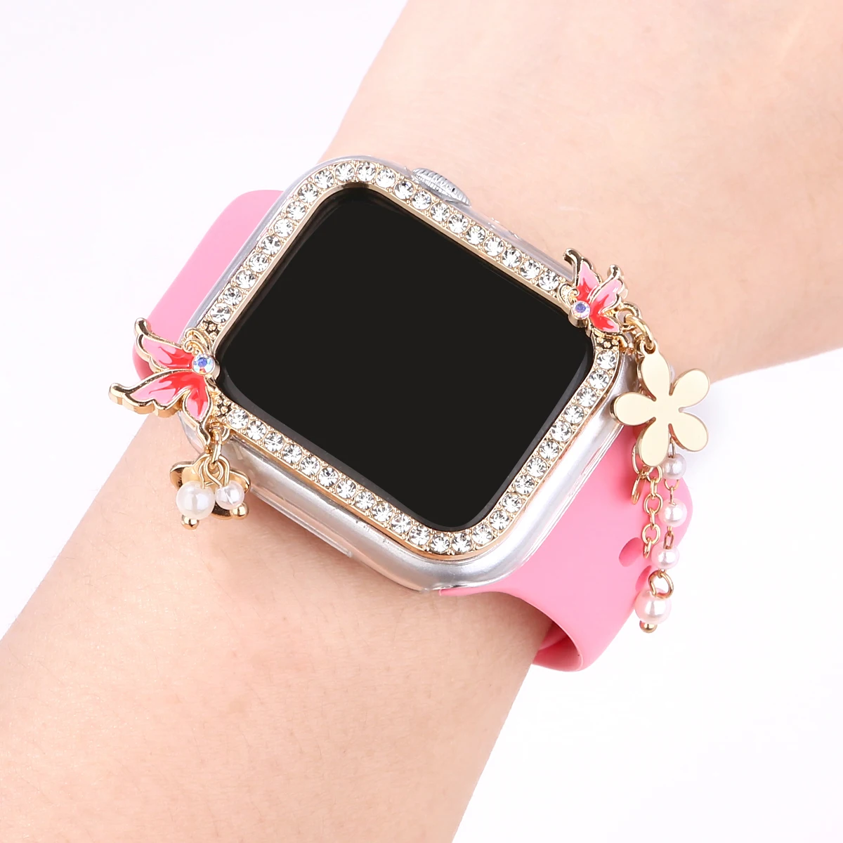 Protective Case for Apple Watch series 9 8 7 Bling Rhinestone Women Fashion Jewelry Bumper Frame Cover iWatch Series 41mm 45mm