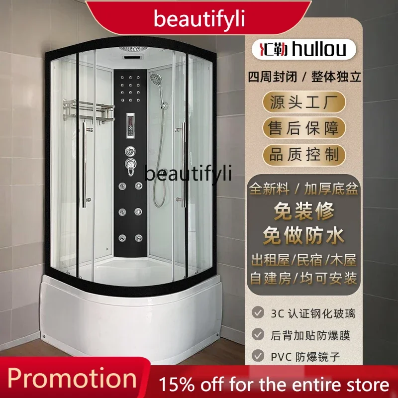 

Integral shower room Integrated bathroom Fan-shaped high basin Closed shower room Glass partition Dry and wet separation