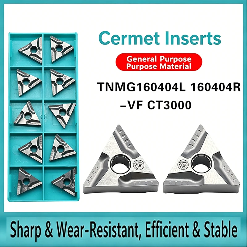 Dreieckige Cermet-Außendrehplatten TNMG160404L-VF TNMG160408L-VF TNMG160404R-VF TNMG160408R-VF Geeignet für die Stahlbearbeitung – Detail 1