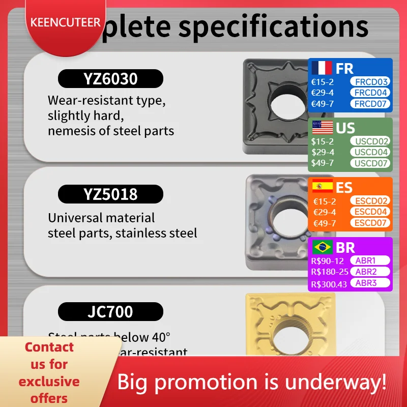 

10 шт. твердосплавных плашек SNMG YZ6030 для токарных станков с ЧПУ по стали