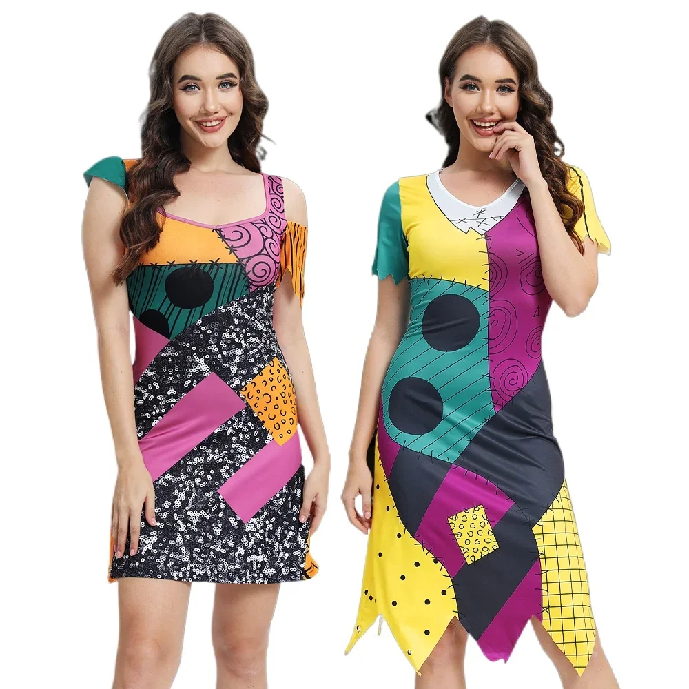 Nightmare Before Christmas Sally ชุด Halloween COSPLAY Performance เสื้อผ้าผู้หญิงชุดแฟนซีปาร์ตี้ชุดเซ็กซี่ชุด