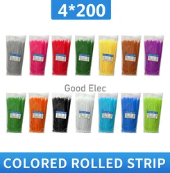 100pcs Colorful 4*200mm width 2.5mm Factory Standard Self-locking Plastic Nylon Cable Ties,Wire Zip Tie