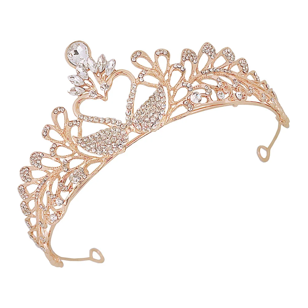 

Rhinestone Swan Crown Banquet Headdress Alloy Girl Wedding Bridal Vintage Decor