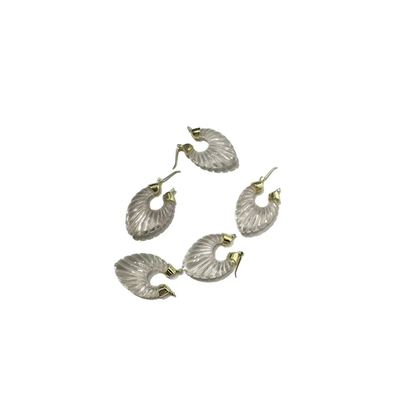 Natural White Crystal New Irregular Curved Transparent Crystal Stripe Ear Buckle Cross-border Retro Jewelry