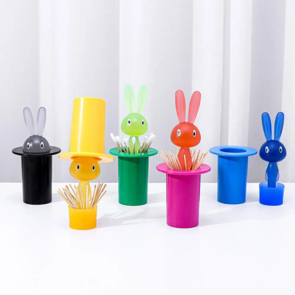 Algodão auto-levantamento de armazenamento rack toothpick tubo ornamentos personalidade criativo bonito coelho caixa de armazenamento coelho recipiente caixa