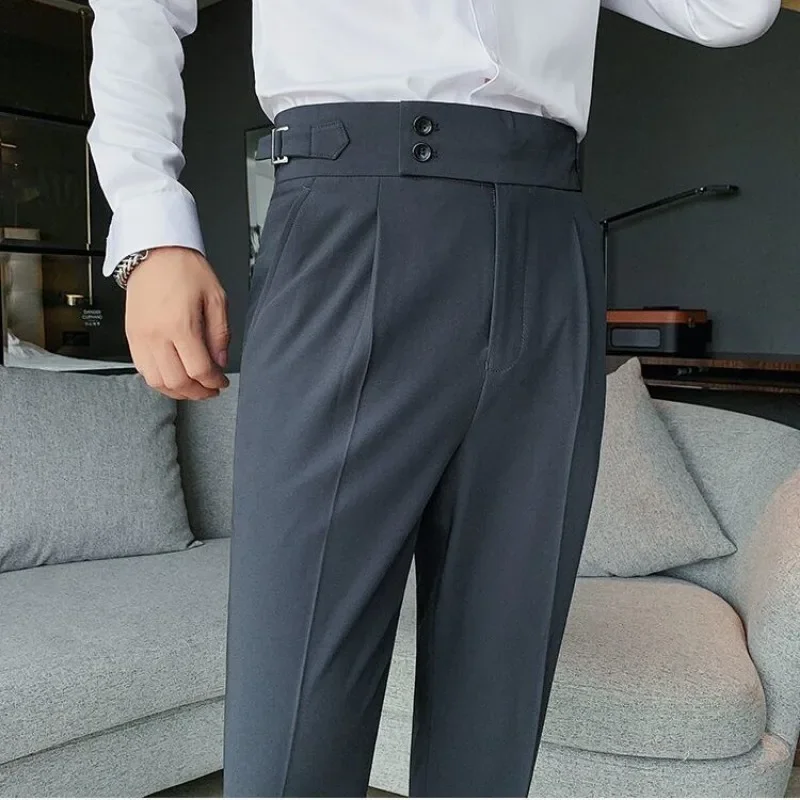 Draped Trousers for Men Fluid High Waist Brown Man Suits Pants Up Spring Clothes Quality Korean Reviews Many Stylish Tailoring