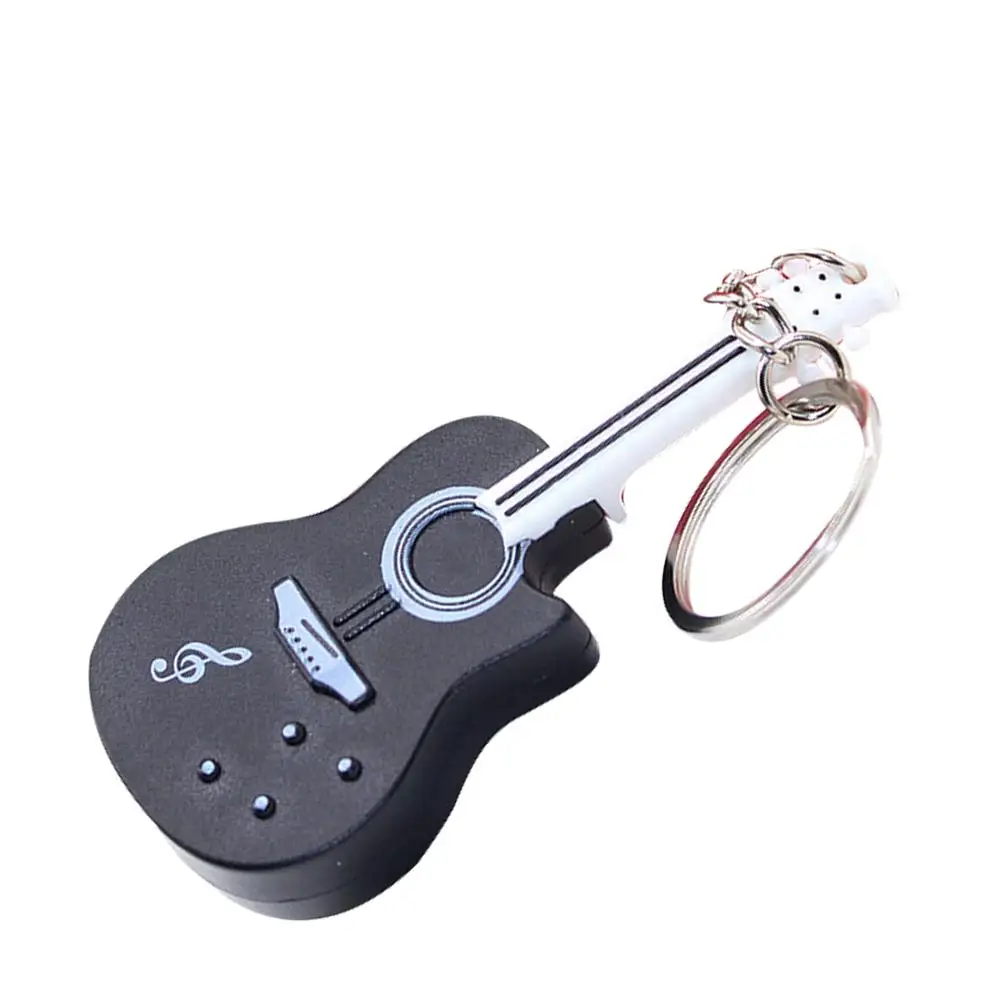 Guitar Keychain Red LED Light Music Sound Keychains Women Car Keys Wallet Purse Decorative Hanging Accessories