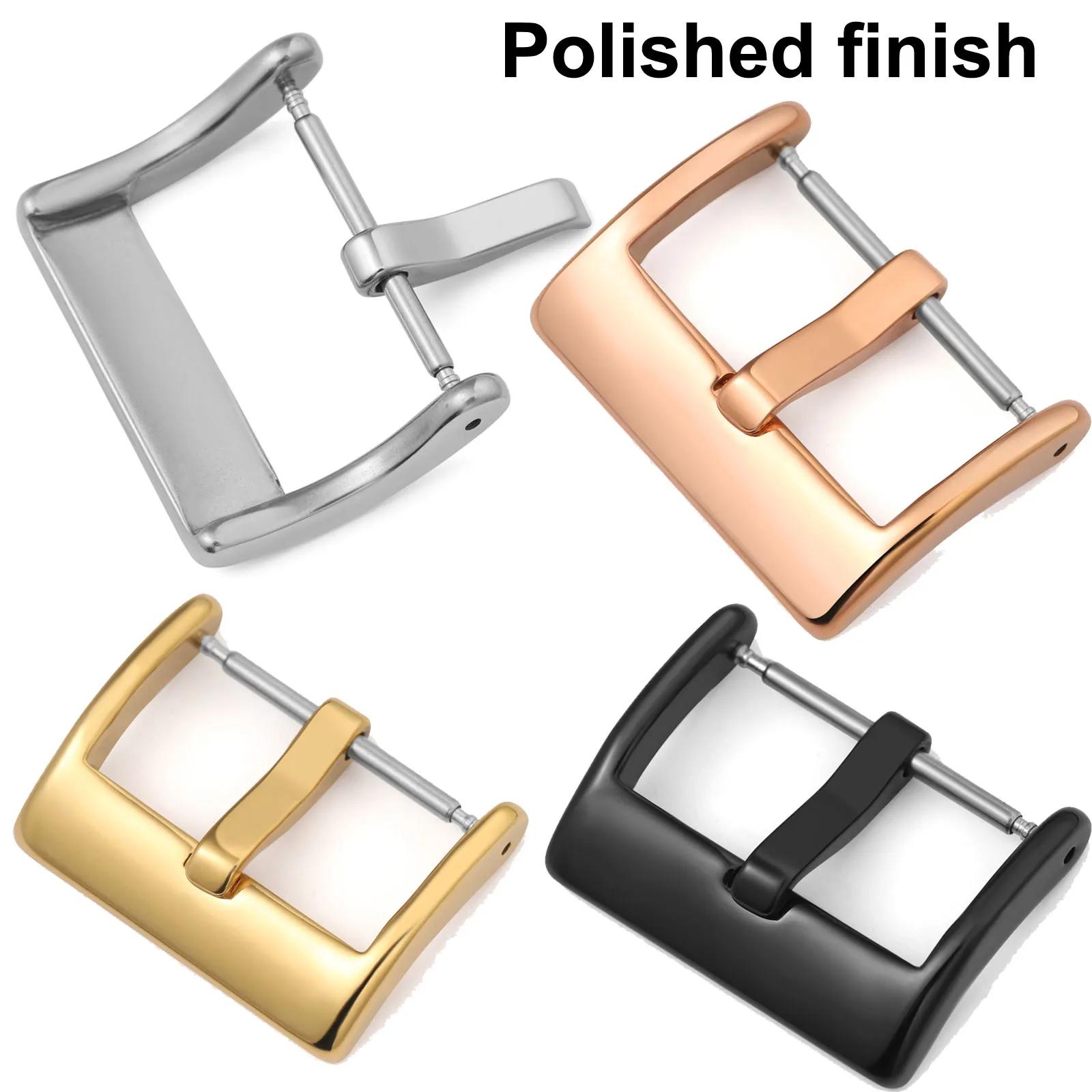 Metal Watch Buckle 16mm 18mm 20mm 22mm Watch Band Strap Silver Black Gold Brushed Matte Polish Stainless Steel Clasp Accessories