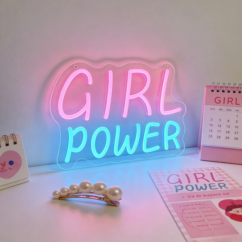

Girl Power LED Neon Sign for Bedroom Girls Room Home Decor Cute Inspirational Wall Art Lighting Romantic Atmosphere Perfect Gift