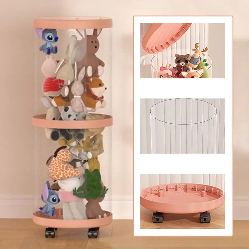 Doll Storage Box Toys Organization Plush Toy Storage Tube clear Plastic Stuffed Storage Barrel Children toy Dustproof Organizer