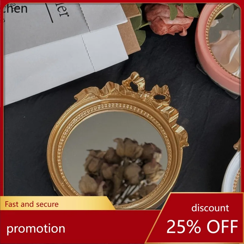 YFY  retro bowknot makeup mirror portable jewelry storage cake style photo props