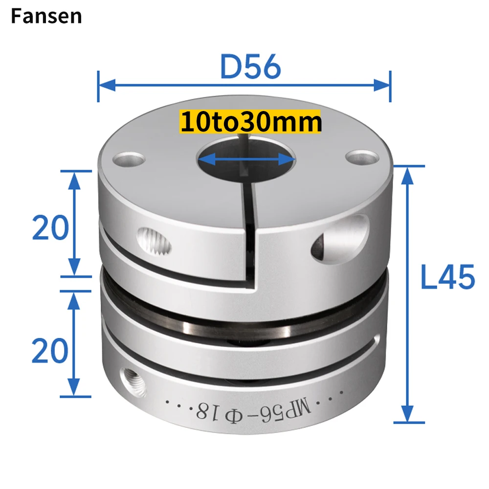 D56 L45mm Diaphragm Coupling Aluminum Alloy Elastic Single Double Diaphragm Coupling Coupling Stepper Servo Motor High Torque