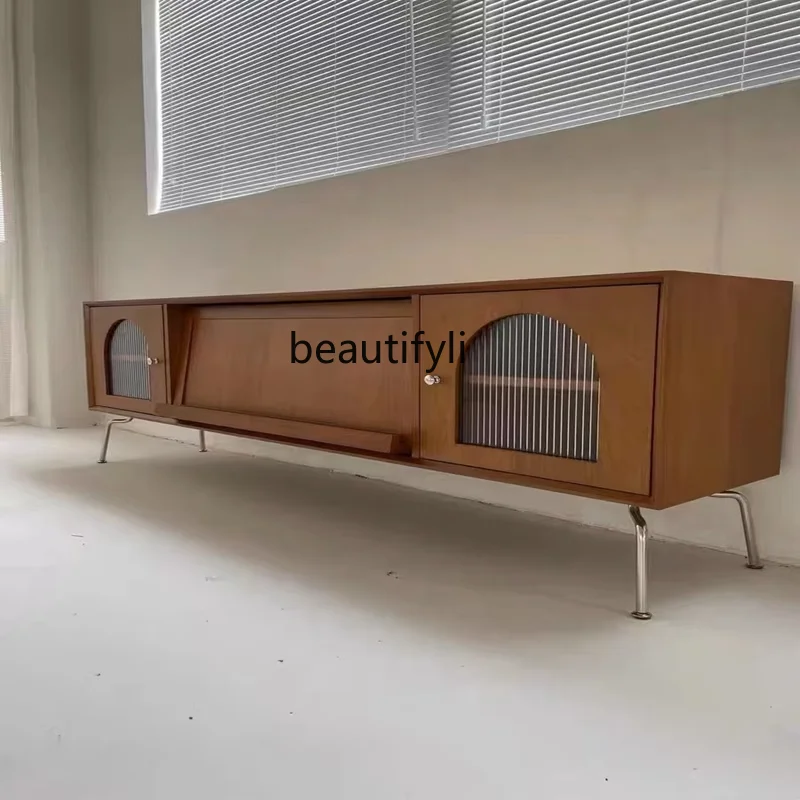 

Nordic Solid Wood TV Cabinet Simple French Retro Coffee Table TV Stand Combination