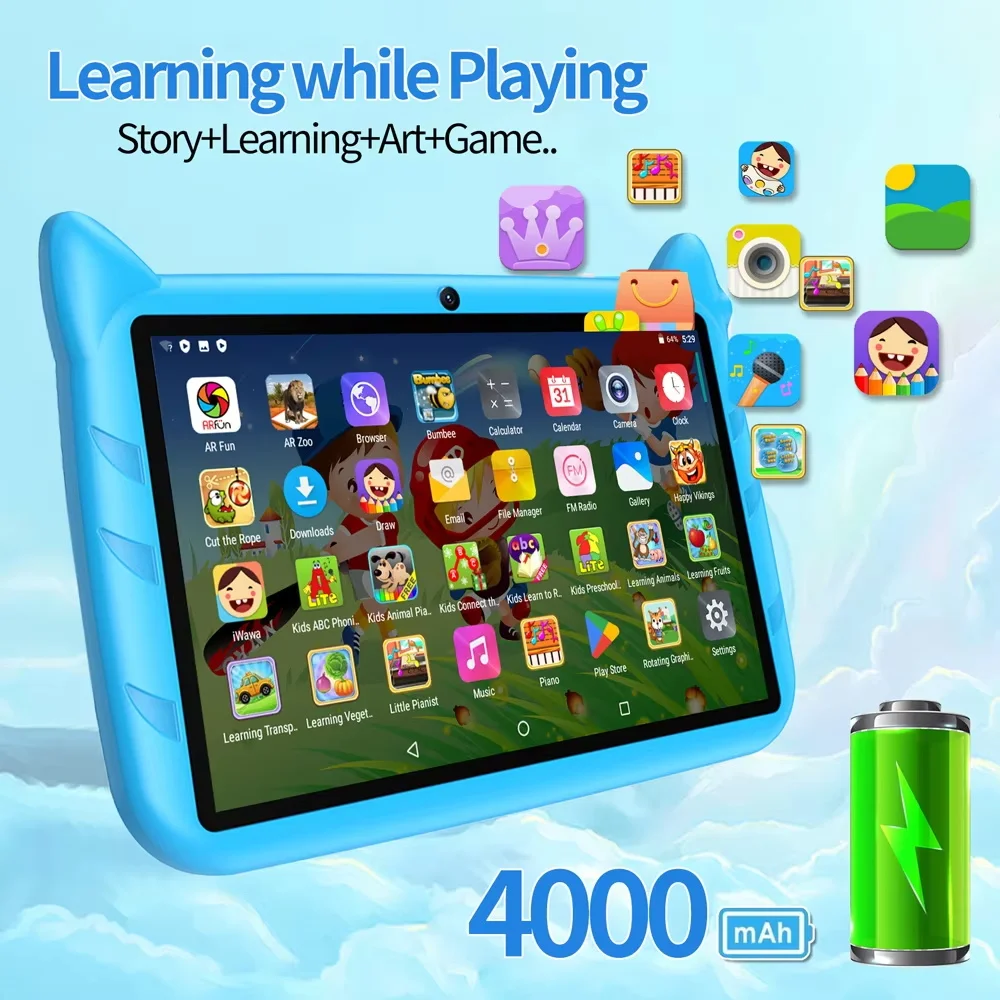 2024 novo tablet infantil wi-fi de 7 polegadas quatro núcleos 4gb ram 64gb rom jogo educação presente infantil android 9.0