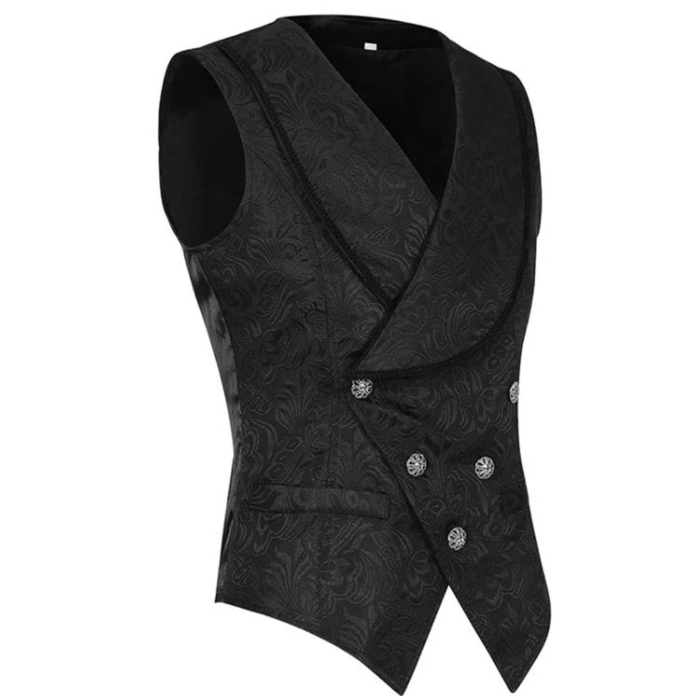 Mens Medieval Waistcoat Cosplay Costume Steampunk Jacket Vest Coat Victorian Ghost Gothic Blazer Suits Dress Up Tops