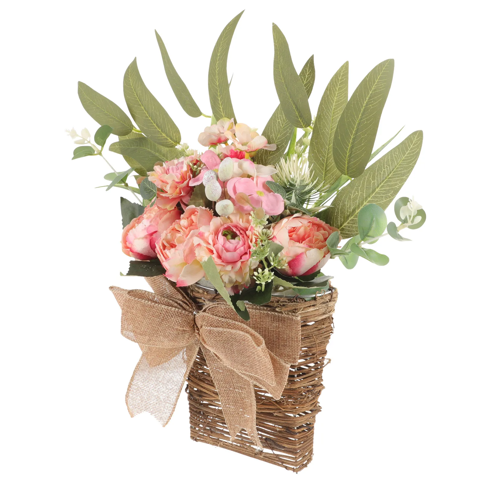 

Lifelike Artificial Door Decor Porch Farmhouse Fake Home Decor Simulation Flowers In Rattan Basket Front Door Hanging Flower