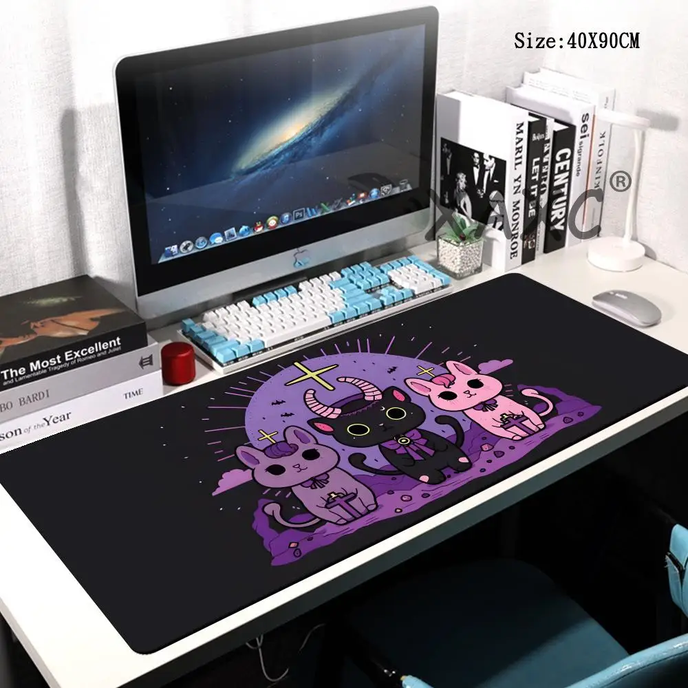 Cute Purple Kitten Mouse Pad Art Office Mat Large Computer Game Home Desk Pads Anti-Slip Gaming Keyboard Long Table Mats HYBXAXC