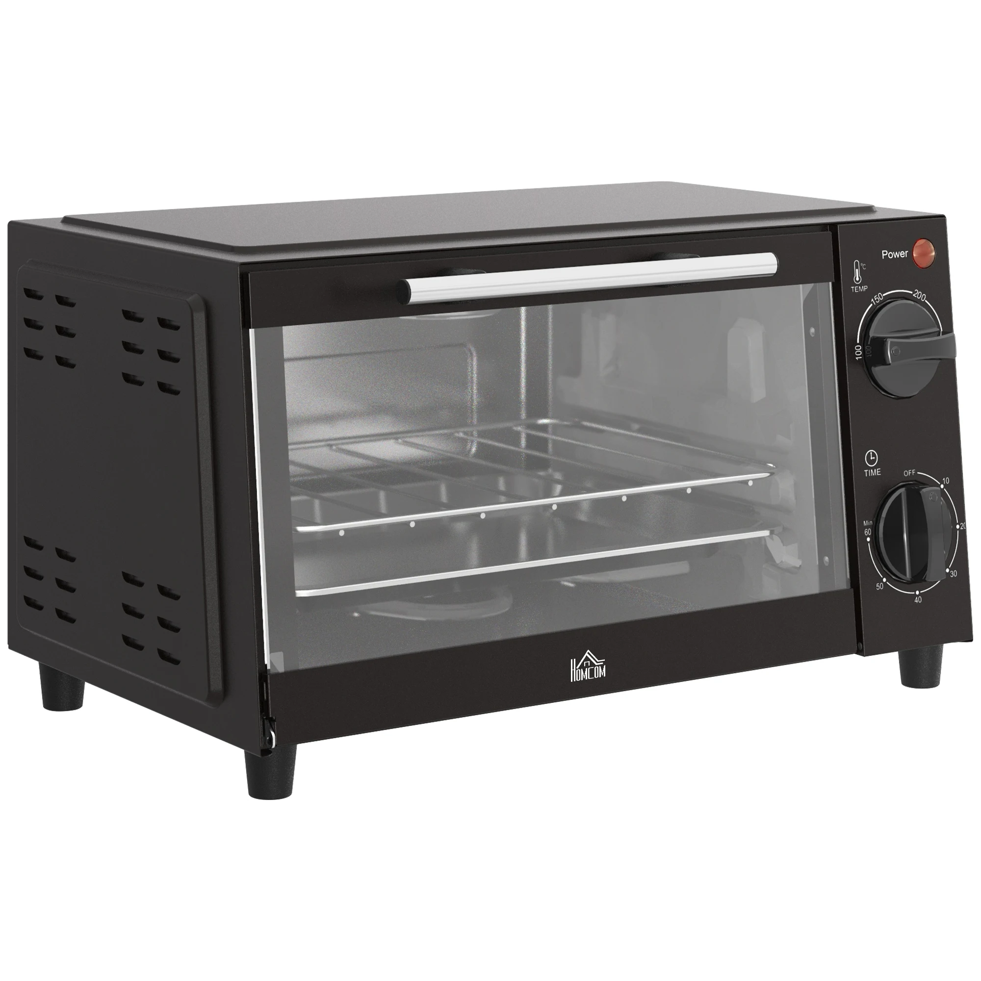 Homcom Mini elektrische oven 9L 50W met instelbare temperatuurtimer Zwart