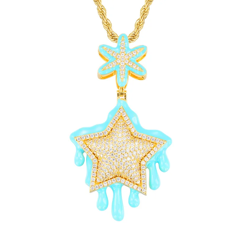 

Hip Hop 5A+ CZ Stone Paved Bling Iced Out Luminous Star Pendants Necklace for Men Rapper Jewelry Drop Shipping Gift